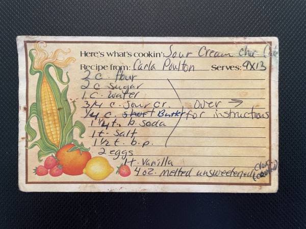 Original recipe card IMG_9164